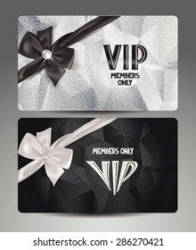 Elegant platinum VIP cards with silk ribbons