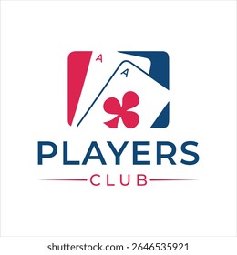 Elegant Players Club Logo Featuring Ace Cards Design Showcasing a Modern and Stylish Gaming Community Symbol Perfect for Casino Events and Online Gaming Platforms Branding Identity