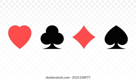 Elegant playing card suits: hearts, diamonds, clubs, and spades. Playing cards. Casino game. Poker. Blackjack. Online card game. Table games. Gambling symbol. Game art. Game design. Vintage cards