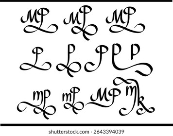 Elegant PM Calligraphy Logo - Interlocking P and M Monogram Design