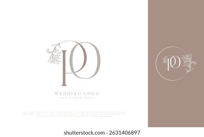 Elegant PO Monogram Wedding Logo with Floral Accents