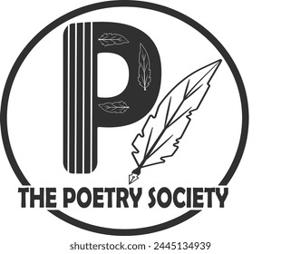 Elegant Poetry Monogram Logo, Vintage Monogram for Poetic Identity, Poetry Emblem Design, Author Logo, Classic Emblem for Poetic Branding, Poetry Inspired Monogram Logo, Monogram Logo with Literary
