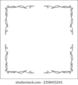 Elegant pointy black and white monochrome ornamental border for greeting cards, banners, invitations. Vector frame for all sizes and formats. Isolated vector illustration.