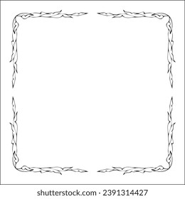 Elegant pointy black and white monochrome ornamental border for greeting cards, banners, invitations. Vector frame for all sizes and formats. Isolated vector illustration.