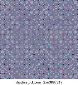 Elegant Polka-Dot seamless vector pattern on violet background. Geometric texture with tiled circles and semicircles. Great for fashion fabrics, home decor, wallpaper and packaging. 