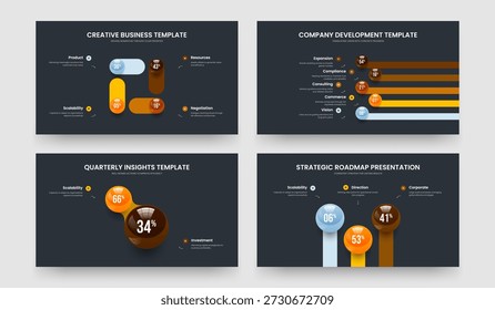 Elegant Portfolio Four Five Two Three Step Chart Frame Layout Vector Illustration Set. Digital Launch 4 5 2 3 Option Infographic Presentation Template Bundle.