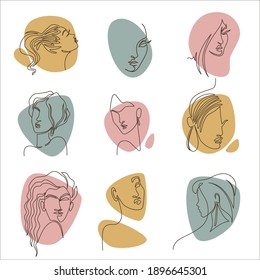 Elegant portrait of women, faces of ladies vector