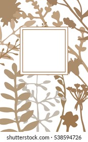 Elegant poster or card design with hand painted meadow flowers and herbs. Artistic floral summer or spring bridal design. Provence style