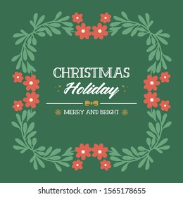 Elegant poster christmas holiday, with motif wallpaper of leaf flower frame. Vector