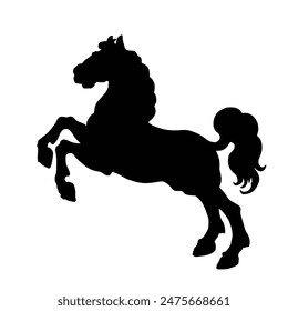 Elegant prance horse vector silhouette illustration isolated. Hippodrome sport event animal. Entertainment gambling. Equestrian wild horse. Coat of arms Lower Saxony. Germany heraldic sign. Patriotic