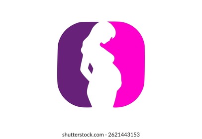 Elegant Pregnant Woman Silhouette in Abstract Frame