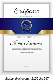 Elegant premium certificate design template with abstract geometrics border decoration. Suit for business, education, online course, award, employee certificate and much more