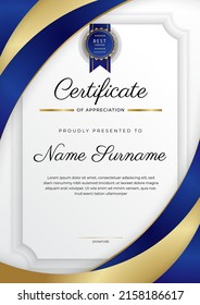 Elegant premium certificate design template with abstract geometrics border decoration. Suit for business, education, online course, award, employee certificate and much more