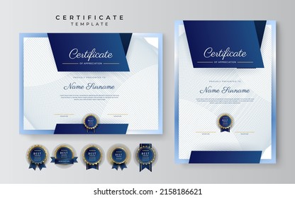 Elegant premium certificate design template with abstract geometrics border decoration. Suit for business, education, online course, award, employee certificate and much more