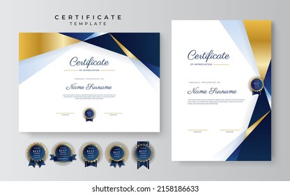 Elegant premium certificate design template with abstract geometrics border decoration. Suit for business, education, online course, award, employee certificate and much more