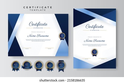 Elegant premium certificate design template with abstract geometrics border decoration. Suit for business, education, online course, award, employee certificate and much more