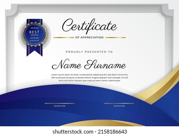 Elegant premium certificate design template with abstract geometrics border decoration. Suit for business, education, online course, award, employee certificate and much more