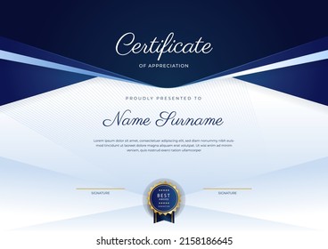 Elegant premium certificate design template with abstract geometrics border decoration. Suit for business, education, online course, award, employee certificate and much more