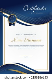 Elegant premium certificate design template with abstract geometrics border decoration. Suit for business, education, online course, award, employee certificate and much more