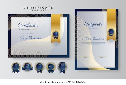 Elegant premium certificate design template with abstract geometrics border decoration. Suit for business, education, online course, award, employee certificate and much more
