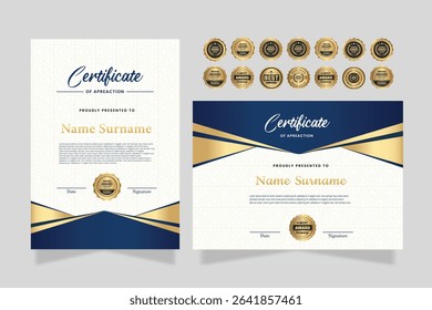 Elegant premium certificate design template with abstract geometrics border decoration. Suit for business, education, online course, award, employee certificate and much more