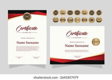 Elegant premium certificate design template with abstract geometrics border decoration. Suit for business, education, online course, award, employee certificate and much more