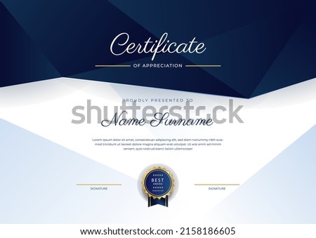 Elegant premium certificate design template with abstract geometrics border decoration. Suit for business, education, online course, award, employee certificate and much more