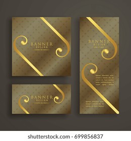 elegant premium golden banner cards invitation set