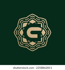 letra inicial elegante y premium G tecnología simétrica logotipo floral