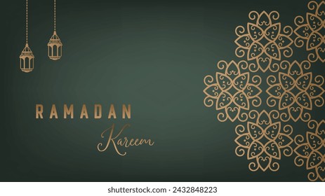elegant premium minimalist green wallpaper background design celebrating Ramadan, the month of fasting full of blessings