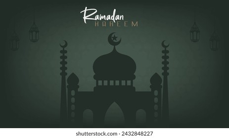 elegant premium minimalist green wallpaper background design celebrating Ramadan, the month of fasting full of blessings