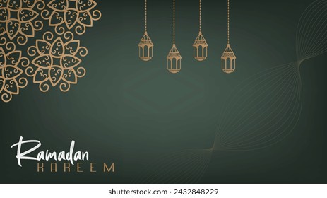 elegant premium minimalist green wallpaper background design celebrating Ramadan, the month of fasting full of blessings
