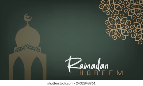 elegant premium minimalist green wallpaper background design celebrating Ramadan, the month of fasting full of blessings
