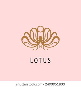 Elegant premium ornament vector logotype in a minimalist style. Abstract  flower logo yoga concept. Meditation yoga minimal symbol. Health spa meditation. EPS 10. Hand drawing. Not AI