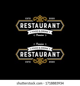 plantilla de diseño del logotipo del restaurante premium elegante para alimentos y bebidas