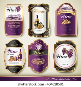 elegant premium wine labels set collection with golden line