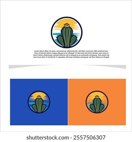 elegant prickly pear cactus, symbolizing holistic care , arizona logo vector template for your company