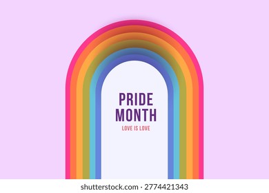 Elegant Pride Month frame with tall rainbow arch and 