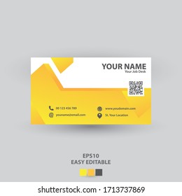 Elegant And Profesional Bussines Card Template One Side. Color Gradient Yellow, Design With EPS10