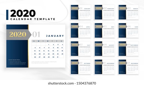 Elegant Professional 2020 Business Calendar Design Template