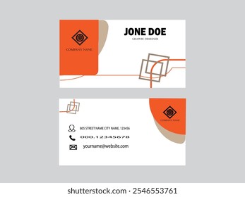 "Elegant and Professional Business Card Design in Vibrant Orange and White Color Scheme – Perfect for Corporate, Creative, and Freelance Professionals"