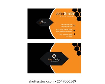 Elegant and Professional Business Card Design Featuring a Bold Orange and Black Color Scheme with Sleek Typography and Modern Layout