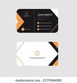 Elegant and professional business card template featuring a modern black, white, and orange color scheme. Perfect for corporate, personal branding, graphic designers, and creative professionals. Fully