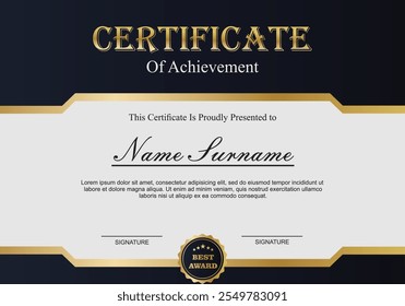 Elegant Professional Certificate Template – Luxury Achievement Award Design