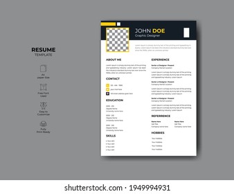 Elegant professional cv resume design. vector minimalist cv or resume design template.