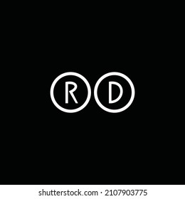Diseño elegante y profesional RDR concepto de logotipo de iniciales en monograma, color blanco y negro