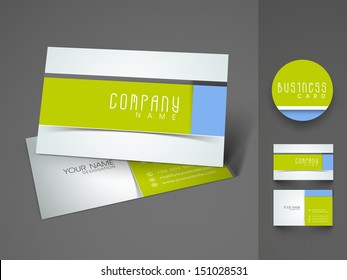 Elegant Professional And Designer Business Card Set Or Visiting Card Set In Green And Blue Color. 