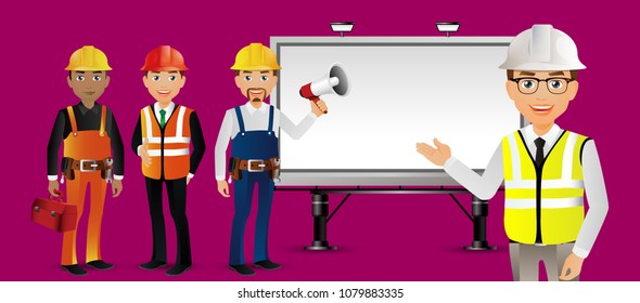 Elegant Professional Engineer and Worker Illustration