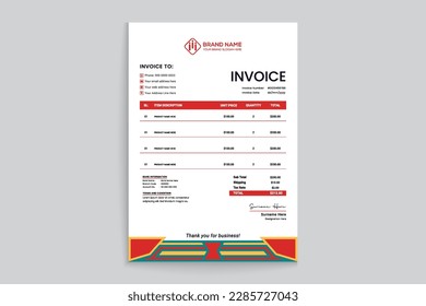 Elegant professional invoice template design