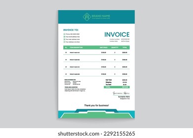 Elegant professional invoice template design